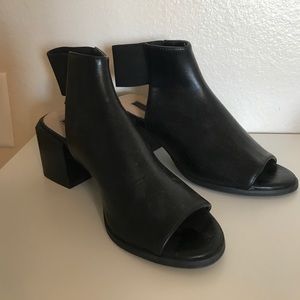 Black 2 inch heel peep toe